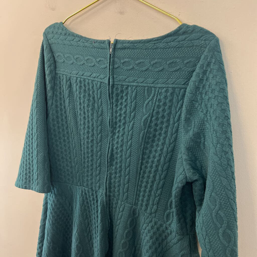 ModCloth Green Cable Knit Pattern Long Sleeve Dress Extra Large