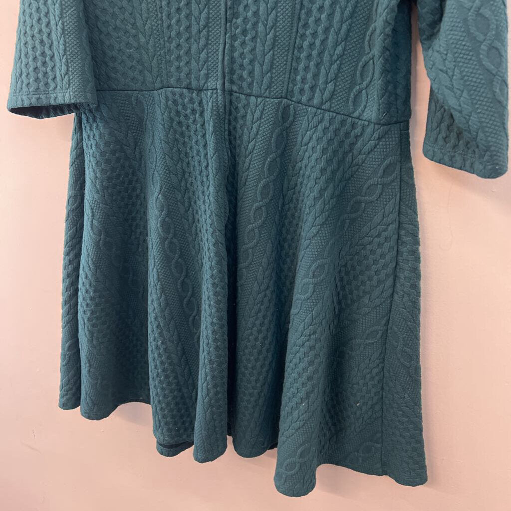 ModCloth Green Cable Knit Pattern Long Sleeve Dress Extra Large