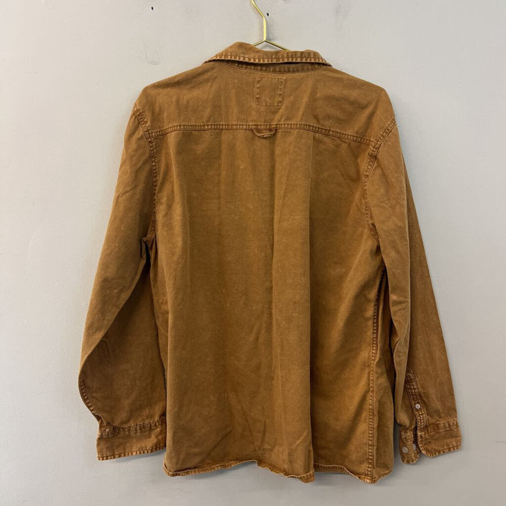 Junk Food Clothing Brown Long Sleeve Button Down Shacket Extra Large