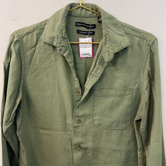 Saks Fifth Avenue Green Long Sleeve Button Down Top Small