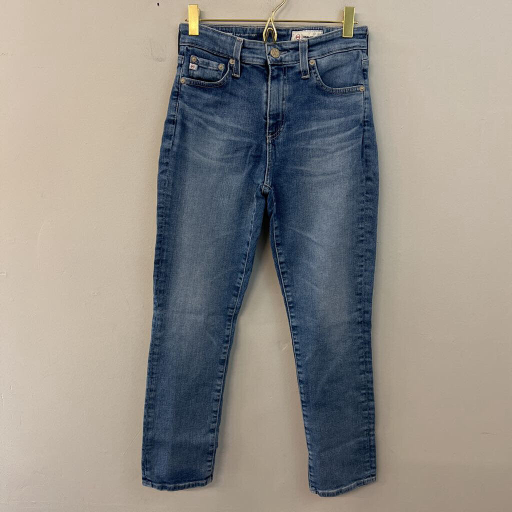 AG Denim Medium Wash Mari Crop High Rise Slim Straight Jeans 26