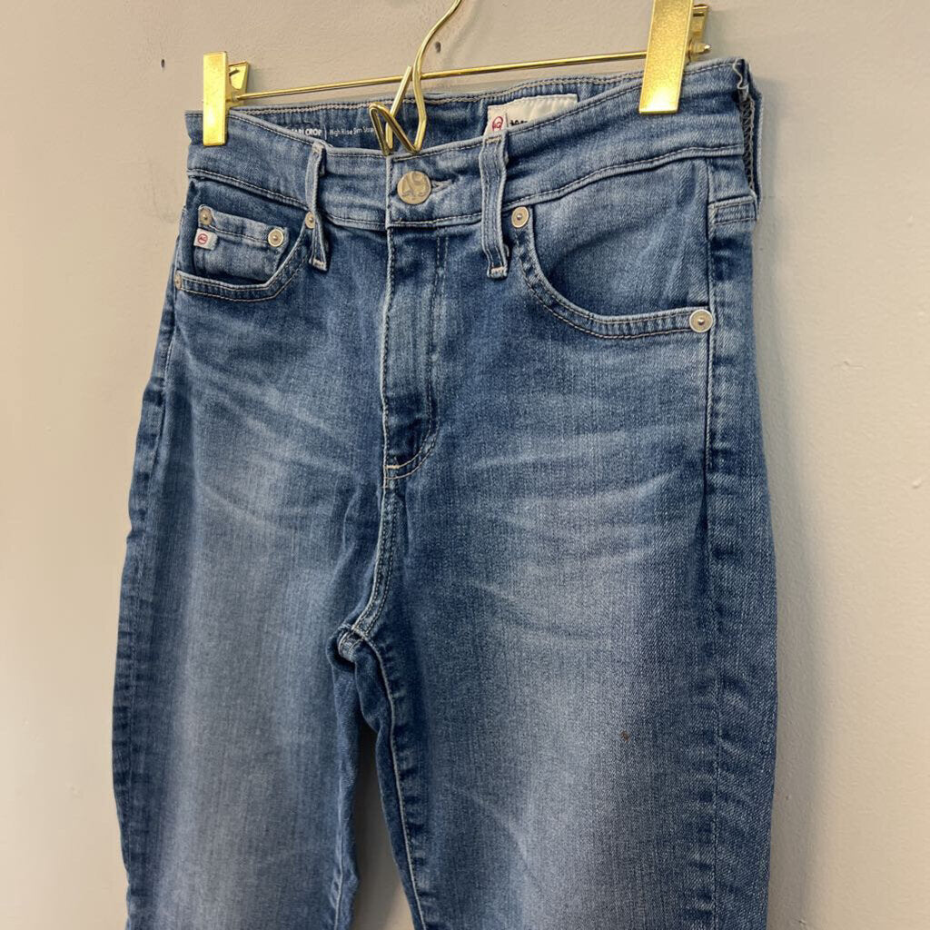AG Denim Medium Wash Mari Crop High Rise Slim Straight Jeans 26