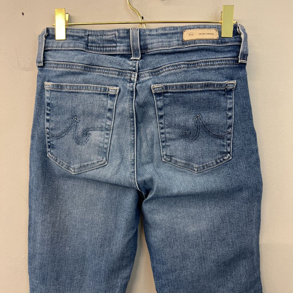 AG Denim Medium Wash Mari Crop High Rise Slim Straight Jeans 26