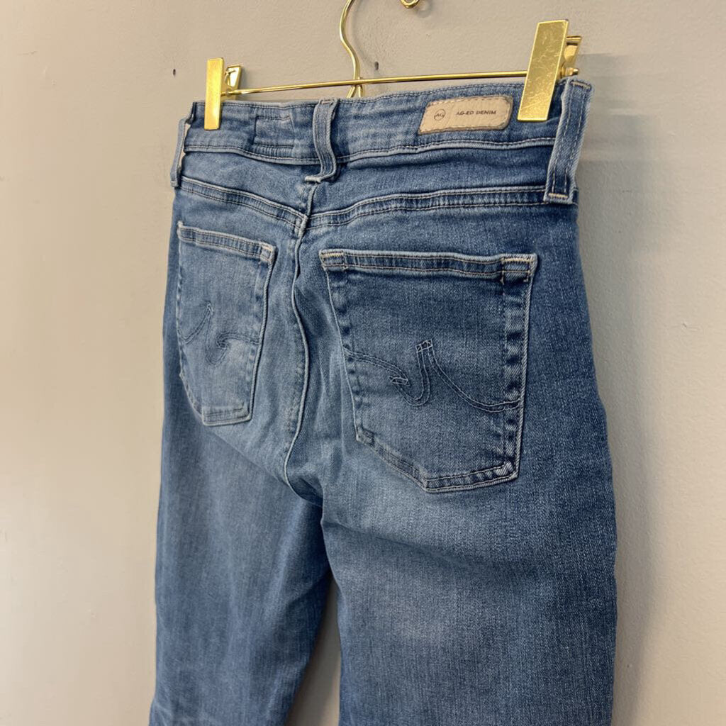 AG Denim Medium Wash Mari Crop High Rise Slim Straight Jeans 26