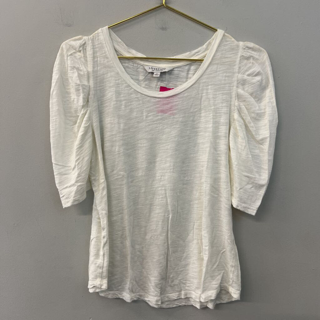 Liverpool Cream Short Puff Sleeve Top Medium