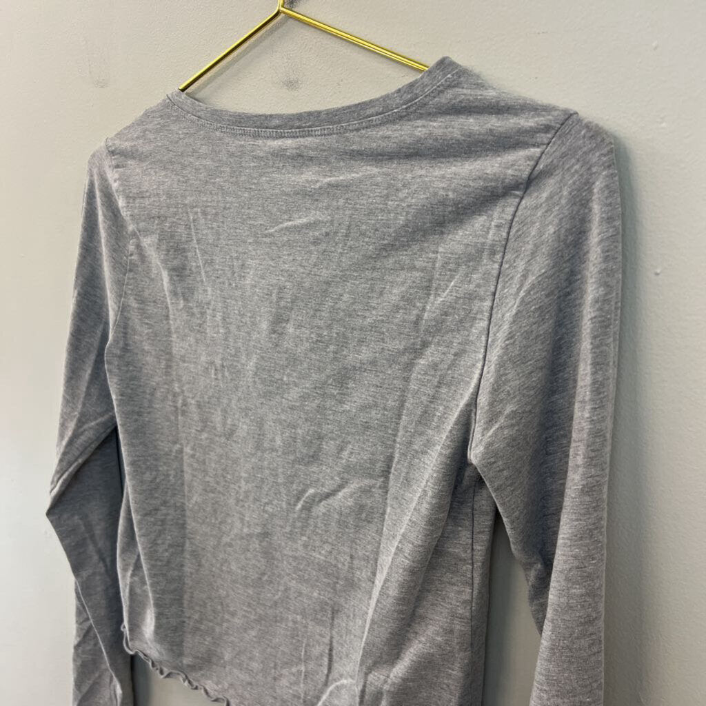 Urban Rebel Grey Cropped Long Sleeve Top Large