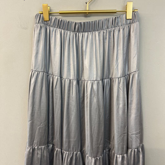 Philosophy Silver Silky Maxi Skirt Small