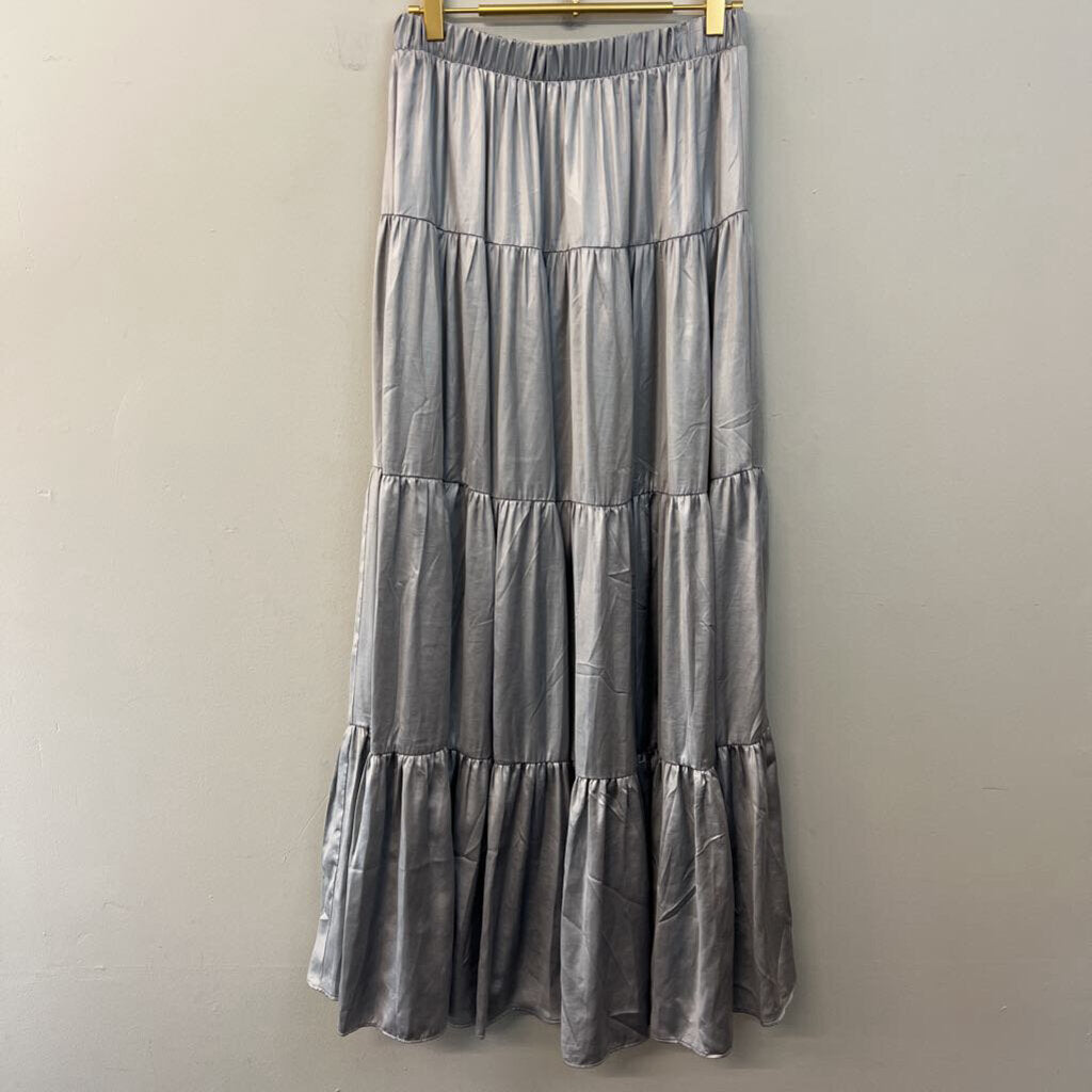 Philosophy Silver Silky Maxi Skirt Small