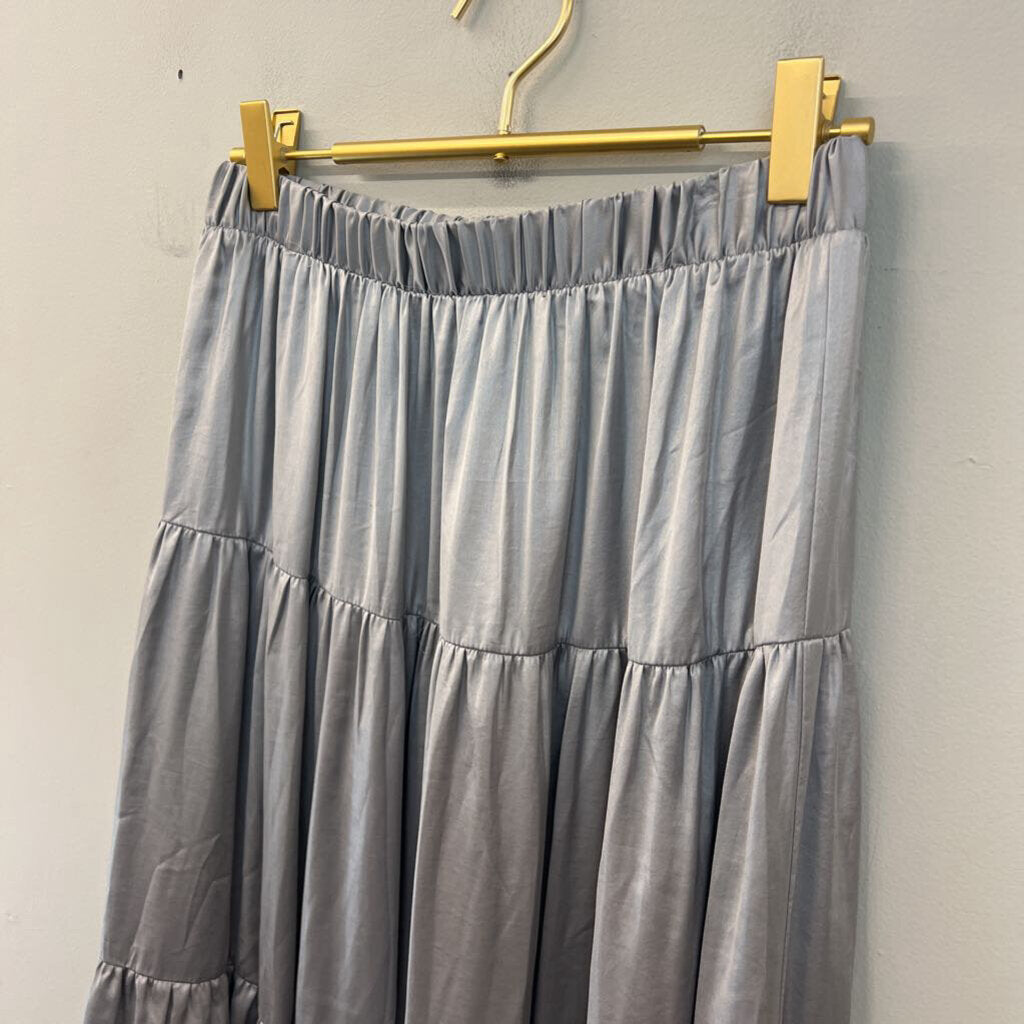 Philosophy Silver Silky Maxi Skirt Small