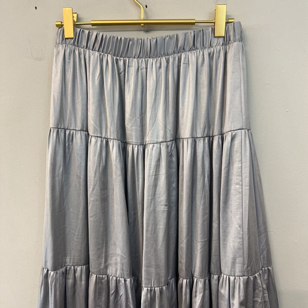 Philosophy Silver Silky Maxi Skirt Small