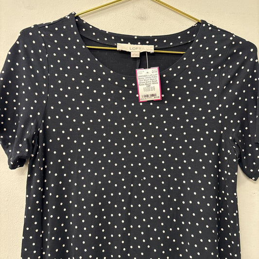 Loft Black/ White Polka Dot Short Sleeve Dress Extra Small Petite