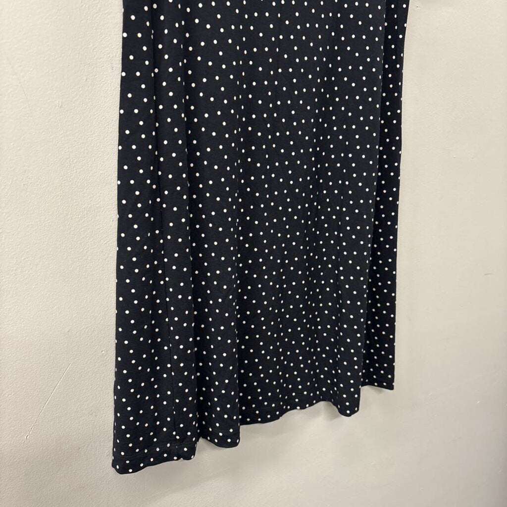 Loft Black/ White Polka Dot Short Sleeve Dress Extra Small Petite