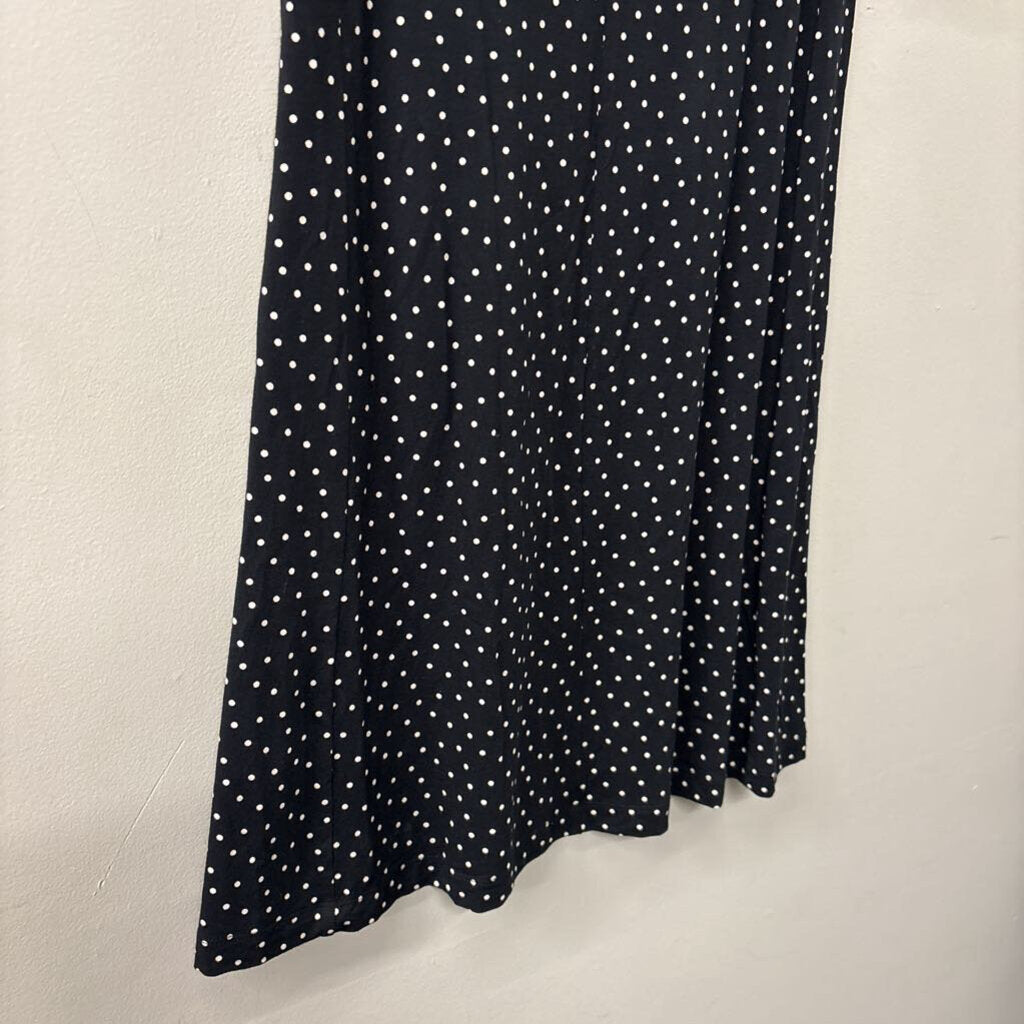 Loft Black/ White Polka Dot Short Sleeve Dress Extra Small Petite