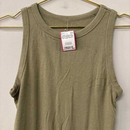 Green Ribbed Tank Top Large