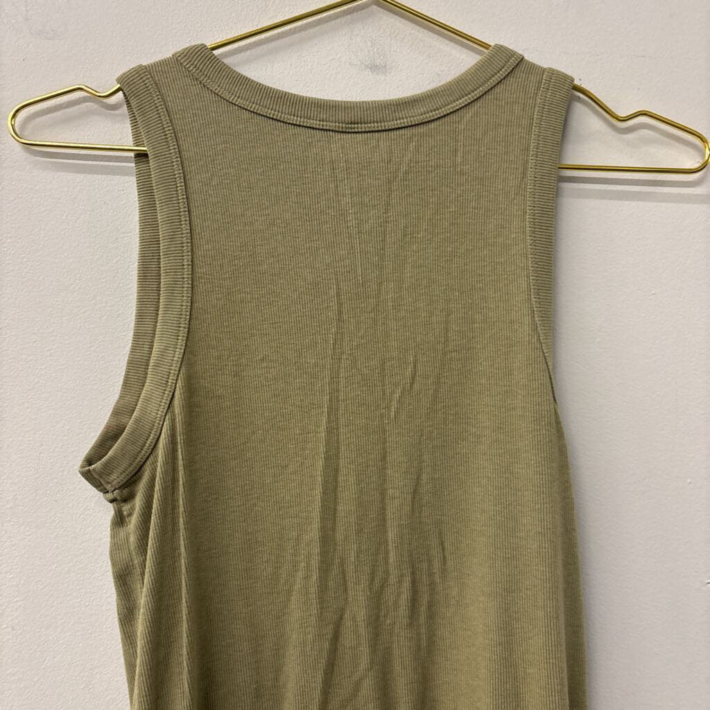 Green Ribbed Tank Top Large