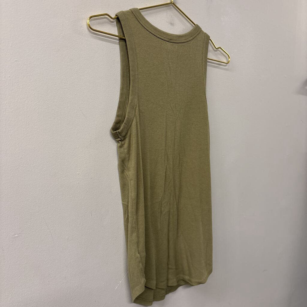 Green Ribbed Tank Top Large