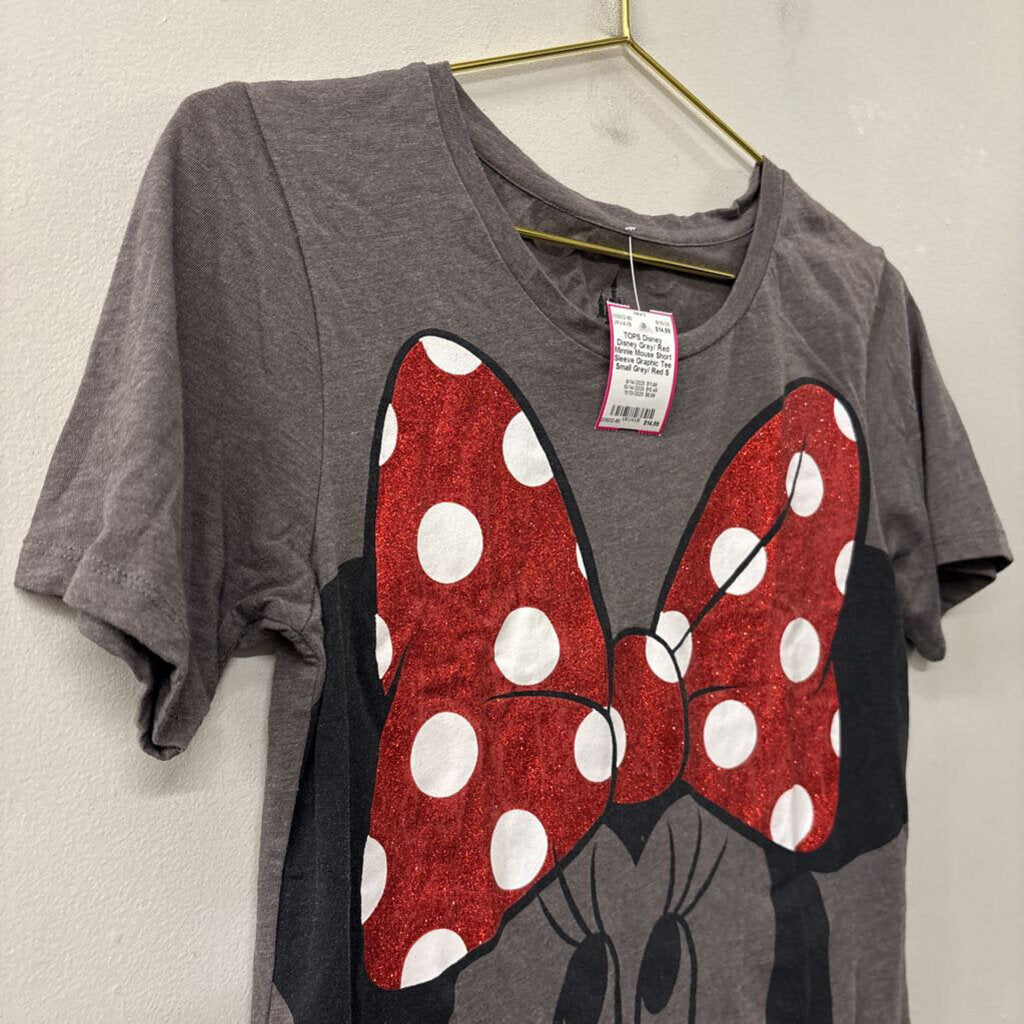 Disney Grey/ Red Minnie Mouse Short Sleeve Graphic Tee Small