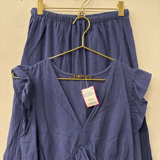 FancyInn Blue Short Sleeve Top/ Pants Set Small