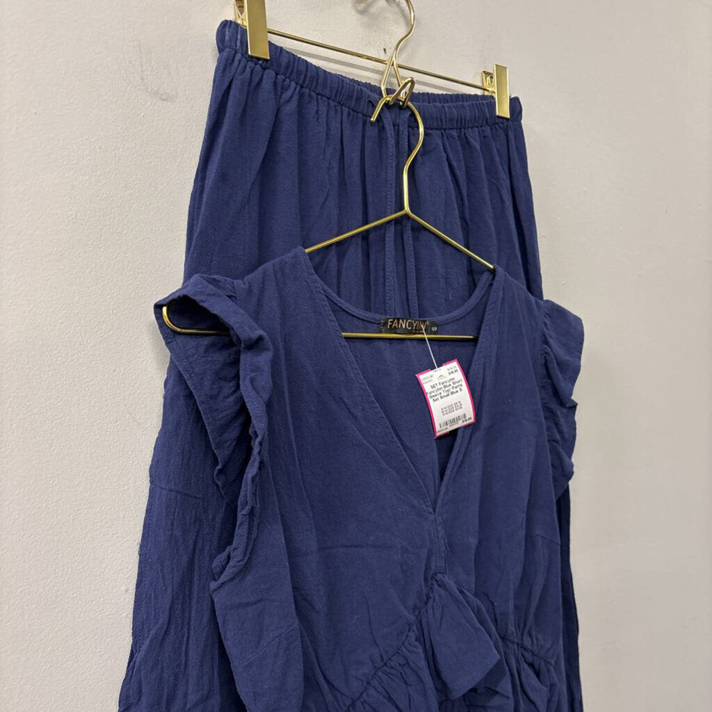 FancyInn Blue Short Sleeve Top/ Pants Set Small