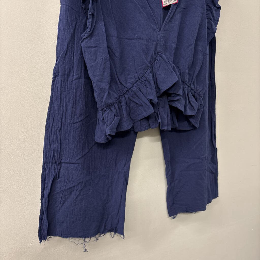 FancyInn Blue Short Sleeve Top/ Pants Set Small