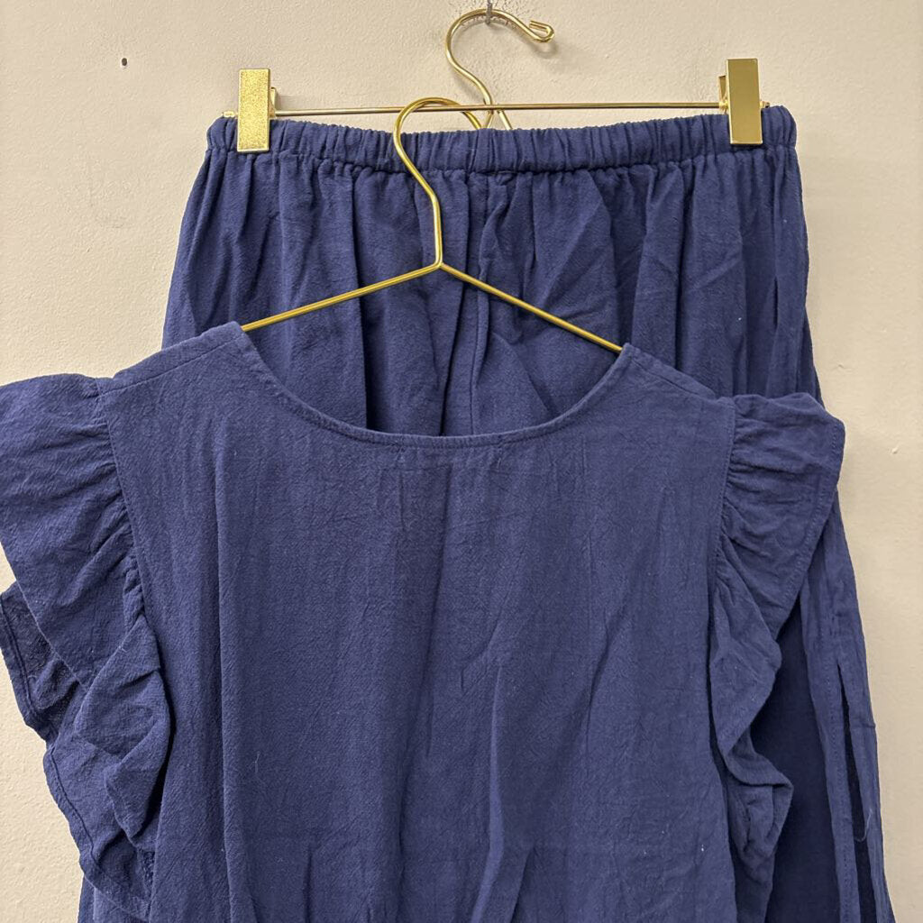 FancyInn Blue Short Sleeve Top/ Pants Set Small