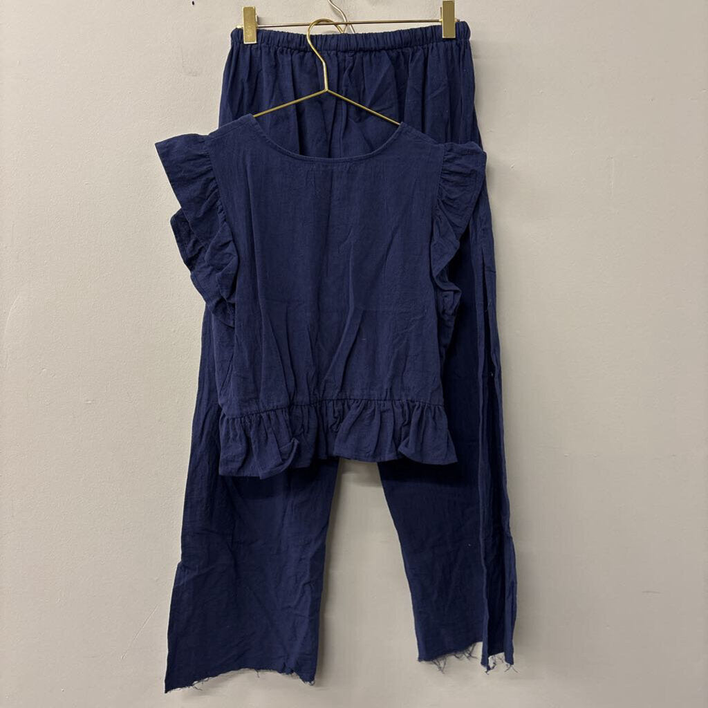 FancyInn Blue Short Sleeve Top/ Pants Set Small