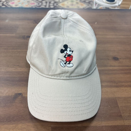 Beige Embroidered Mickey Mouse Baseball Hat