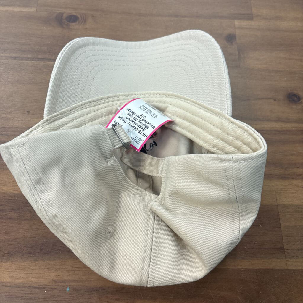 Beige Embroidered Mickey Mouse Baseball Hat
