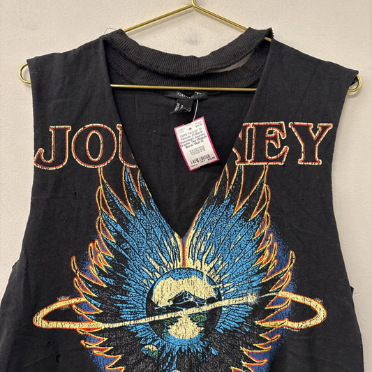 Forever 21 Black Sleeveless Journey Graphic Tee Medium