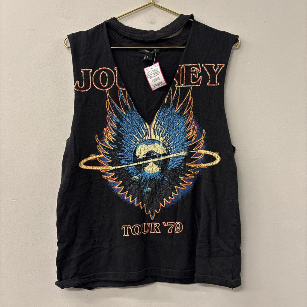 Forever 21 Black Sleeveless Journey Graphic Tee Medium