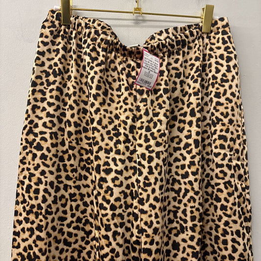 Brown/ Black Leopard Print Silky Pull On Pants Medium