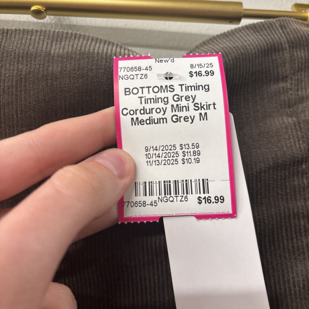 Timing Grey Corduroy Mini Skirt Medium