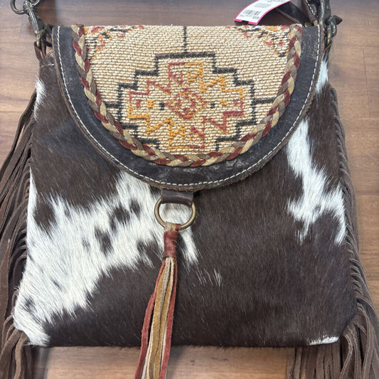 Myra Bag Brown/ White Western Fringe Purse