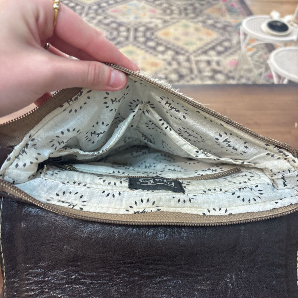 Myra Bag Brown/ White Western Fringe Purse