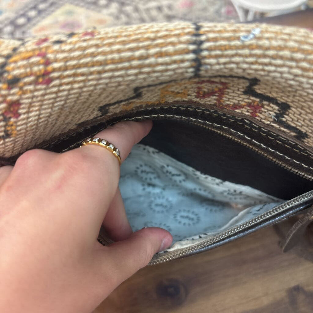 Myra Bag Brown/ White Western Fringe Purse