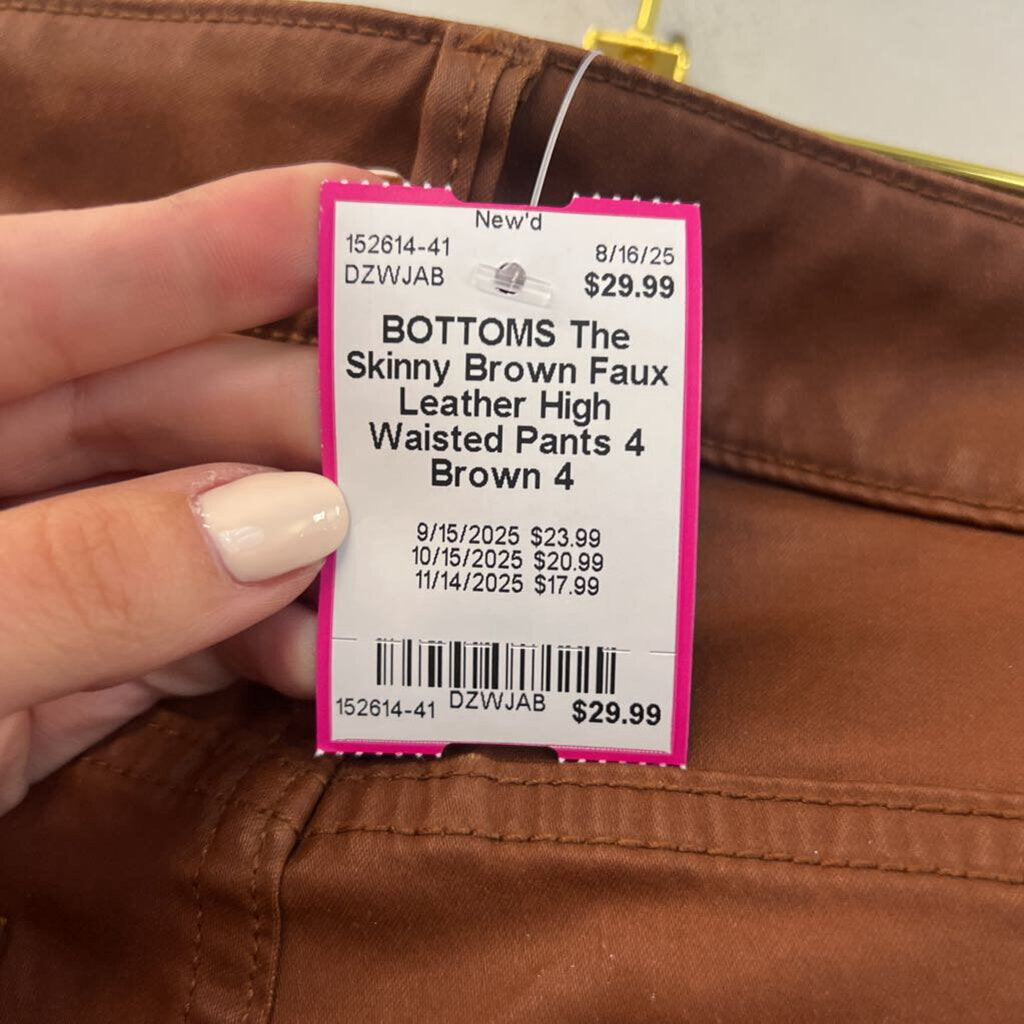 The Skinny Brown Faux Leather High Waisted Pants 4