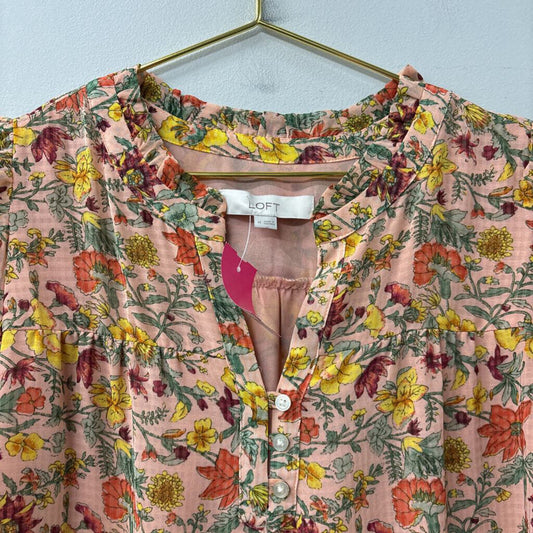 Loft Floral Printed Long Sleeve Blouse Medium