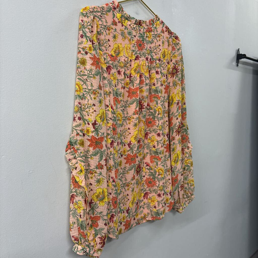 Loft Floral Printed Long Sleeve Blouse Medium