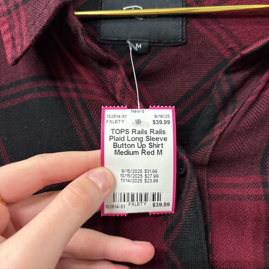 Rails Plaid Long Sleeve Button Up Shirt Medium