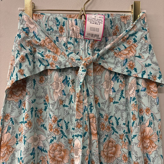 Simplee Printed Tie Front Flowy Pants Small