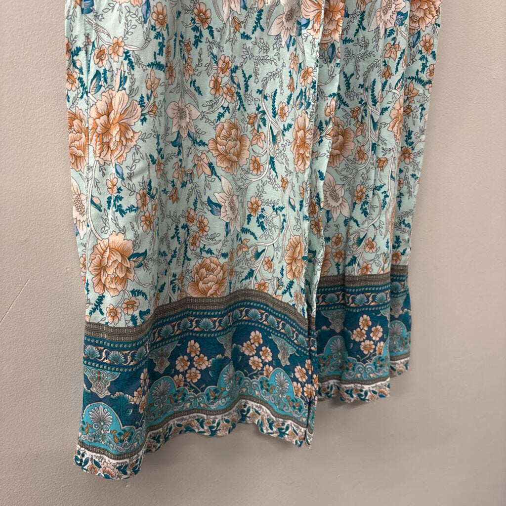 Simplee Printed Tie Front Flowy Pants Small