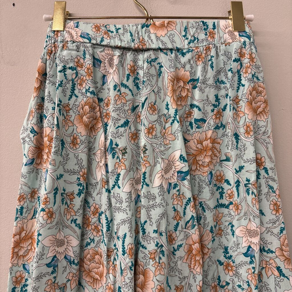 Simplee Printed Tie Front Flowy Pants Small