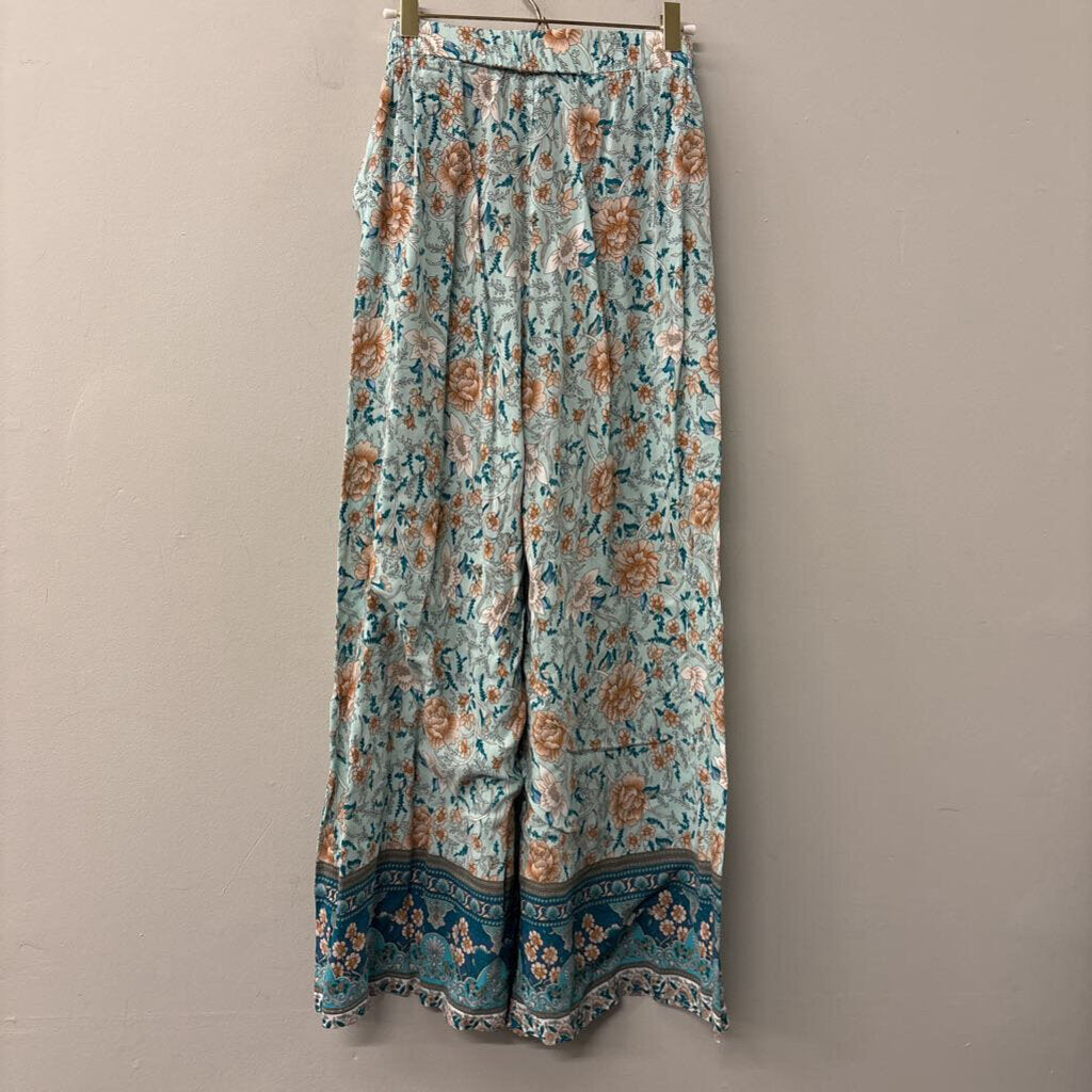 Simplee Printed Tie Front Flowy Pants Small