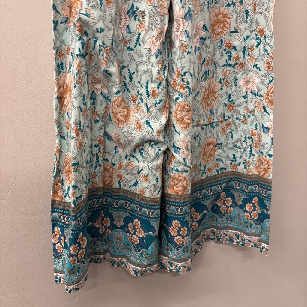 Simplee Printed Tie Front Flowy Pants Small