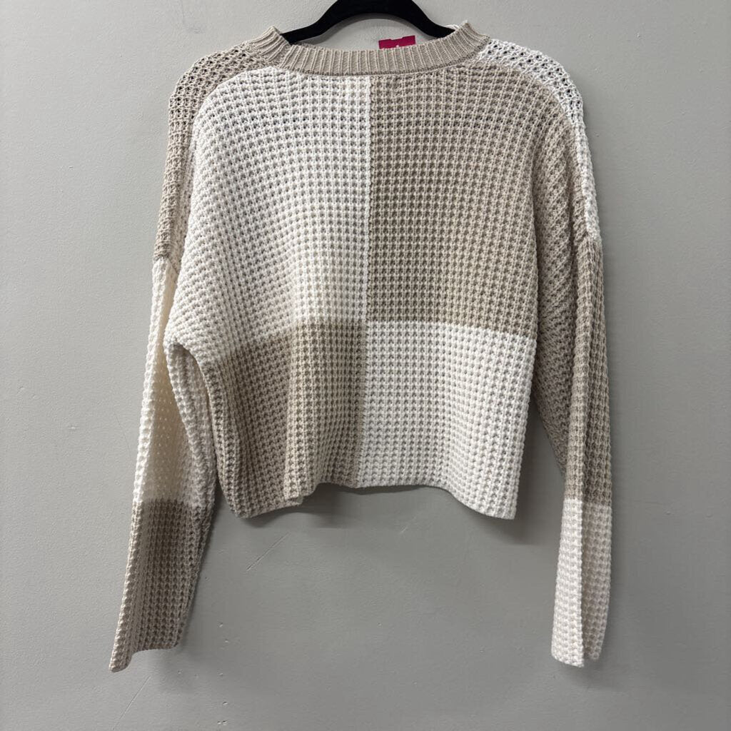 Jessica Simpson Checkerboard Cropped Sweater Small