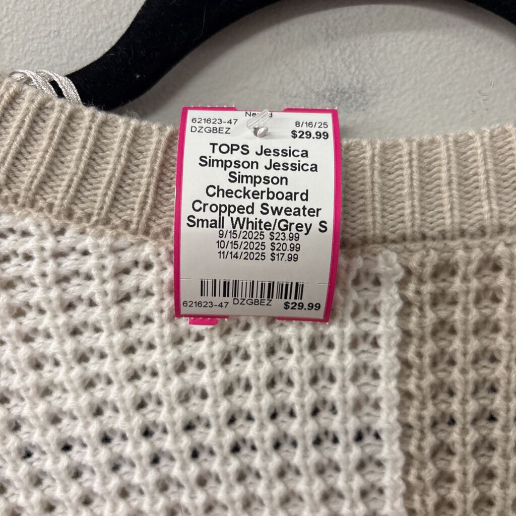 Jessica Simpson Checkerboard Cropped Sweater Small