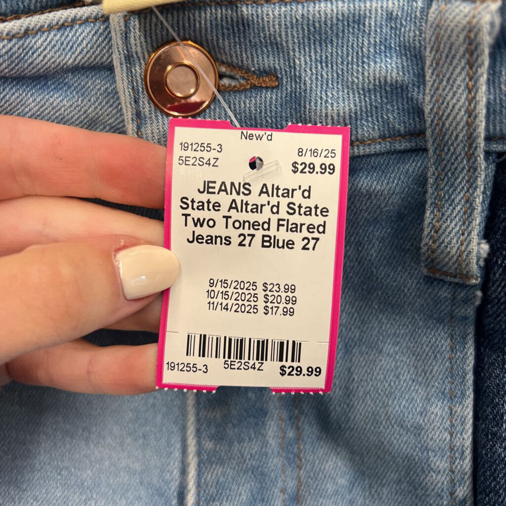 Altar'd State Two Toned Flared Jeans 27