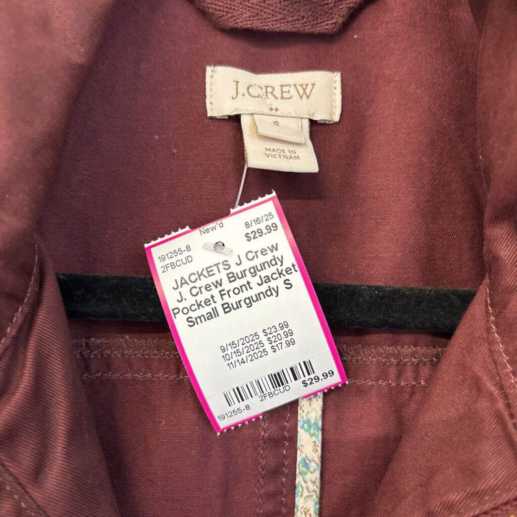 J. Crew Burgundy Pocket Front Jacket Small