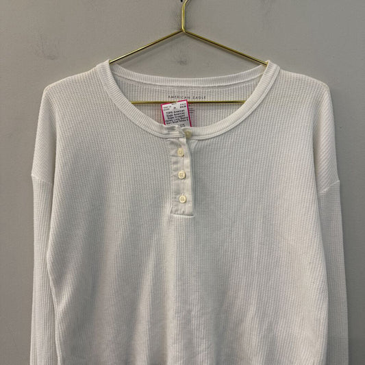American Eagle Cropped Henley Long Sleeve Shirt Small