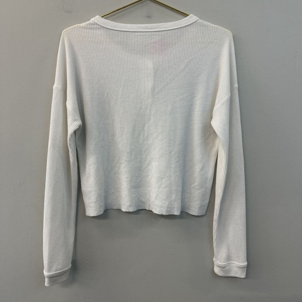 American Eagle Cropped Henley Long Sleeve Shirt Small